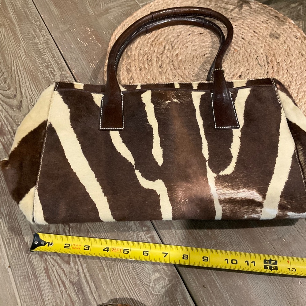 Coach Stunning Brown & Cream Calf Animal Hide Leather purse -NWOT - Picture 6 of 8